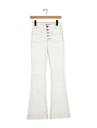 Pre-owned Ramy Brook High-rise Flared Jeans In White