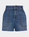 Ramy Brook Hilary High Waisted Denim Mini Short In Medium Wash