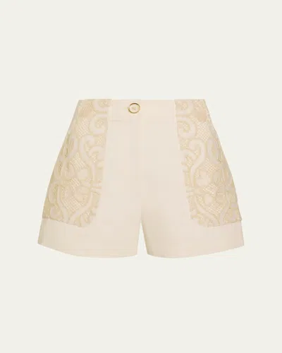 Ramy Brook Hilary Embroidered High-rise Shorts In White