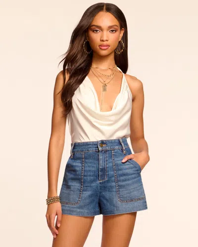 Ramy Brook Hilary High Waisted Denim Mini Short Medium Wash In Blue