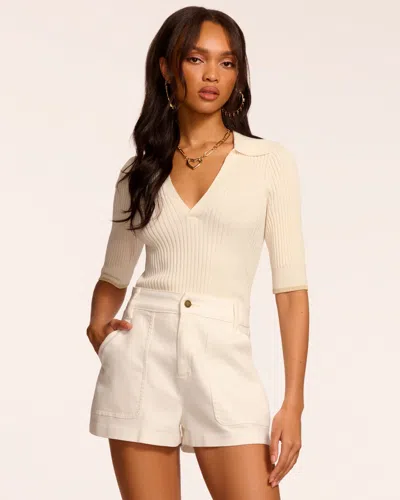 Ramy Brook Hilary High Waisted Denim Mini Short White In Pink