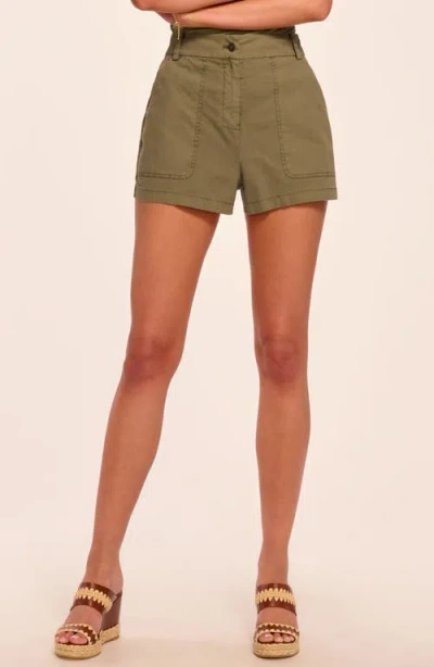 Ramy Brook Hilary Stretch Cotton Canvas Shorts In Green