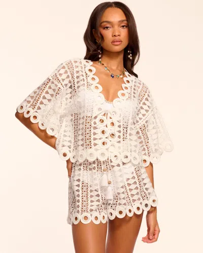 Ramy Brook Hilda Cotton Embroidered Coverup Mini Short In White