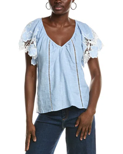 Ramy Brook Hillary Linen Top In Blue
