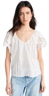 RAMY BROOK HILLARY TOP WHITE EMBROIDERED BOHO LINEN