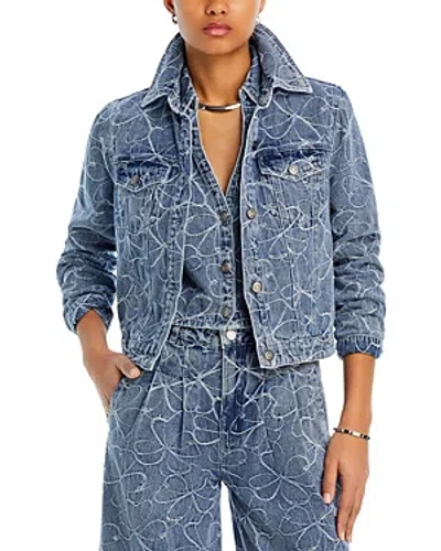 Ramy Brook Hoff Denim Jacket In Indigo Embroidered Floral  Deni M