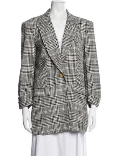 Pre-owned Ramy Brook Houndstooth Print Blazer In Black
