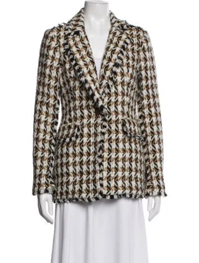 Pre-owned Ramy Brook Houndstooth Print Blazer In Black