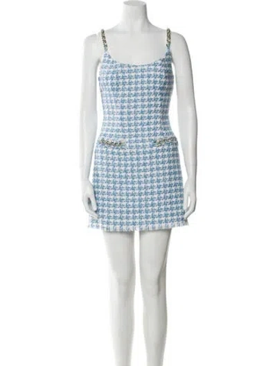 Pre-owned Ramy Brook Houndstooth Print Mini Dress In Blue