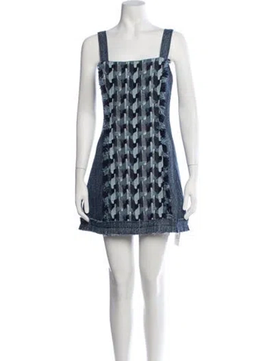 Pre-owned Ramy Brook Houndstooth Print Mini Dress In Grey