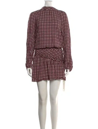 Pre-owned Ramy Brook Houndstooth Print Mini Dress In Red