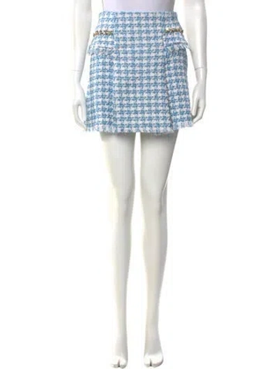 Pre-owned Ramy Brook Houndstooth Print Mini Skirt In Blue