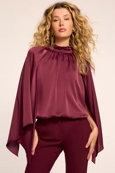 Ramy Brook Howard Cape Long Sleeve Top Cranberry