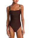 Ramy Brook Hudson Chain Trim One Piece Swimsuit In Brown