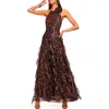Ramy Brook Idella Metallic Print Halter Gown In Multi