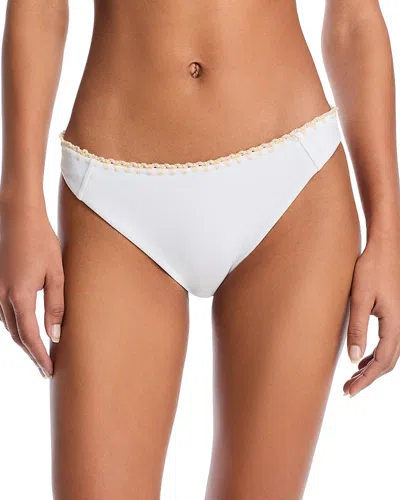 Ramy Brook Iliana Bikini Bottom In White W/ Cream Crochet