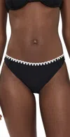 Ramy Brook Amani Scalloped Bikini Bottom In Black W/ White Crochet