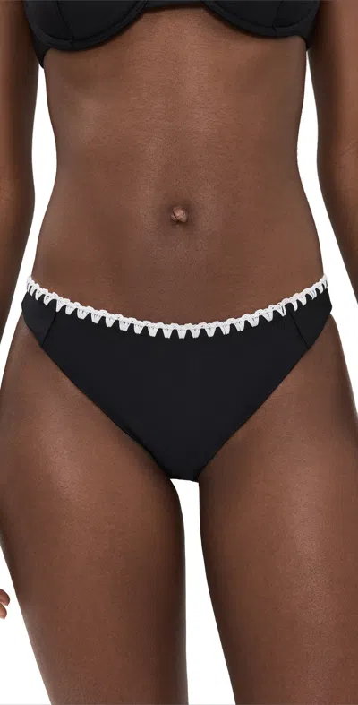 Ramy Brook Iliana Bikini Bottoms Black W/ White Crochet