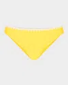 Ramy Brook Iliana Contrast Edge Bikini Bottoms In Lemon Drop/white Crochet