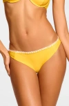 Ramy Brook Iliana Contrast Edge Bikini Bottoms In Lemon Drop/white Crochet