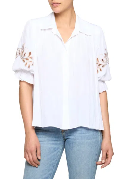 Ramy Brook Illyria Short Sleeve Blouse In Ivory In White