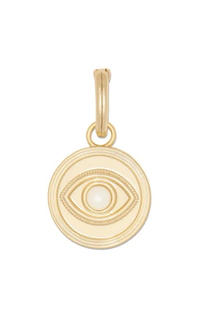 Ramy Brook Imitation Pearl Evil Eye Charm Pendant In Gold