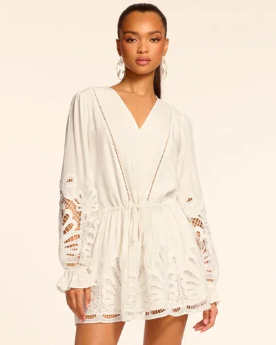 Ramy Brook Ingrid Long Sleeve Eyelet Mini Dress In Ivory Eyelet