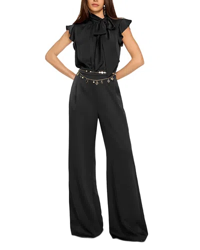 Ramy Brook Irene Tie Neck Wide Leg Jumpsuit In Black
