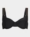 Ramy Brook Iryna Embroidered Underwire Bikini Top In Black/gold Embroidery