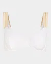 Ramy Brook Iryna Bikini Top In White/gold Embroidery