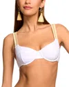 Ramy Brook Iryna Embroidered Underwire Bikini Top In White/gold Embroidery