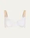 Ramy Brook Iryna Bikini Top In White/gold Embroidery