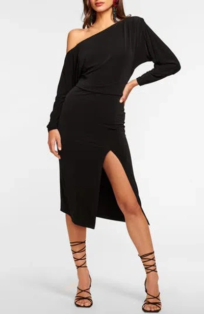 Ramy Brook Isabel One-shoulder Midi Dress In Black
