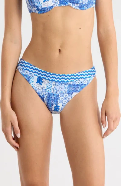 Ramy Brook Isla Printed Hipster Bikini Bottoms In Blue