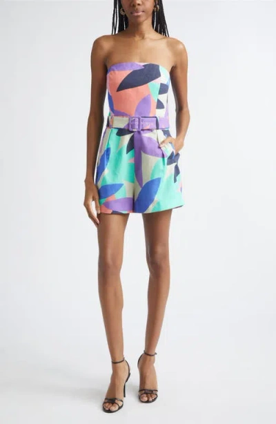 Ramy Brook Isobel Linen Blend Strapless Romper In Multi