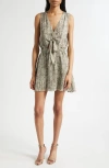 Ramy Brook Itzel Abstract Snakeskin Print Silk Blend Minidress In Green