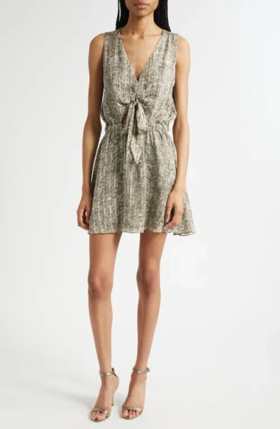 RAMY BROOK RAMY BROOK ITZEL ABSTRACT SNAKESKIN PRINT SILK BLEND MINIDRESS