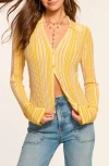 Ramy Brook Ivana Cardigan In Daisy Yellow Stripe