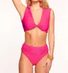 Ramy Brook Ivo Pleated High Rise Bikini Bottom In Multi