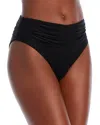 Ramy Brook Ivo Pleated High Rise Bikini Bottom In Black