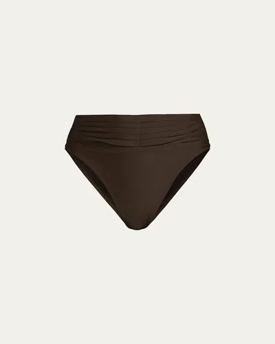 Ramy Brook Ivo Ruched Bikini Bottoms In Brown