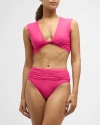 Ramy Brook Ivo Ruched Bikini Bottoms In Perfect Pink