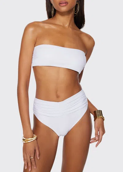 Ramy Brook Ivo Ruched Bikini Bottoms In White