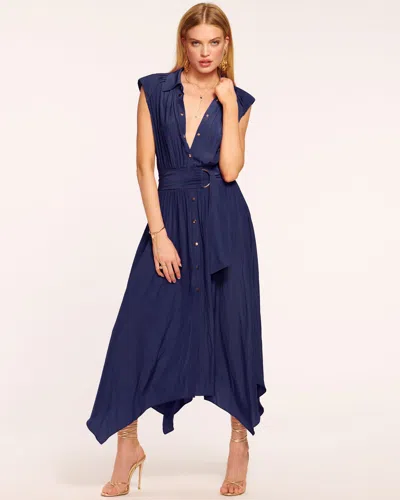 Ramy Brook Ivy Belted Midi Dress In Spring Navy