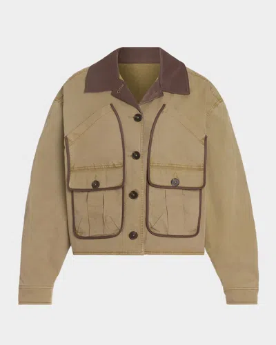 Ramy Brook Izzy Contrast-trim Cotton Utility Jacket In Brown
