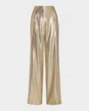 Ramy Brook Izzy Silk Lame Wide-leg Pants In Gold