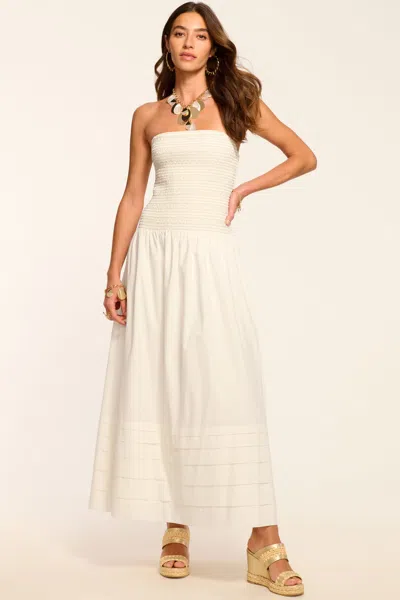Ramy Brook Jace Cotton Poplin Smocked Maxi Dress In White