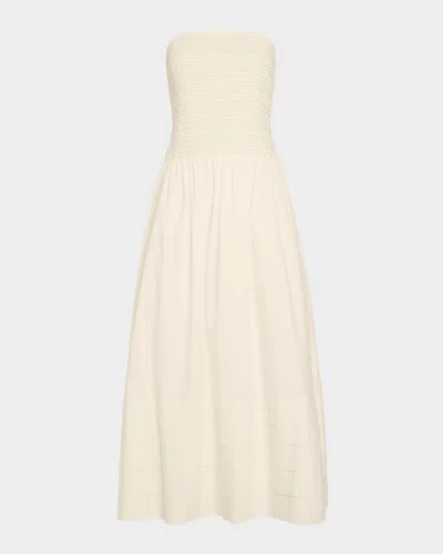 Ramy Brook Jace Smocked Strapless Maxi Dress In White