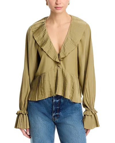 Ramy Brook Jacklyn Pleated Top In Green