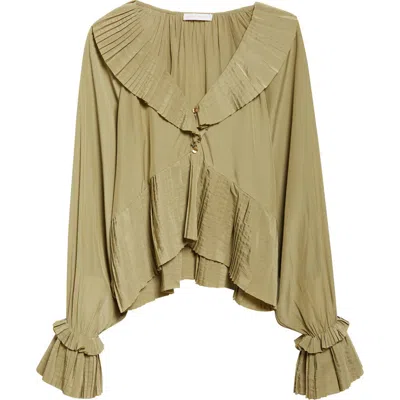 Ramy Brook Jacklyn Pleated Top In Green